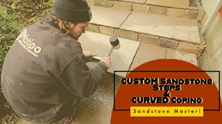 Sandstone Steps amp CURVED Sandstone Coping Sandstone Master Paving [upl. by Angel811]