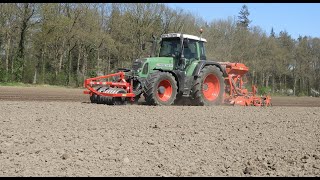 Fendt 714 en Kuhn JWD Markvoort zaait graan nabij Schalkhaar [upl. by Jesh]