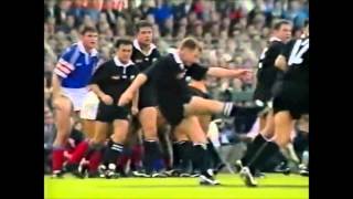 Simon Culhane charged down costs All Blacks match v France 1995 [upl. by Rosenstein198]