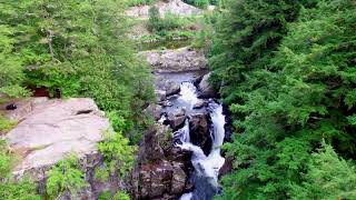 Drone flyover footage of Big Falls in Troy VT [upl. by Wehhtam978]