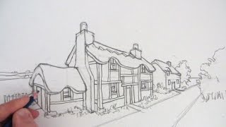 How to Draw a Cottage House in TwoPoint Perspective [upl. by Jewell313]