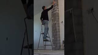 How to make simple brick effect on wall artistic decoration shorts [upl. by Nois]