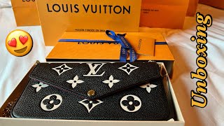 LOUIS VUITTON Felicie Pochette BlackBeige Bicolour Monogram Empreinte Leather  Unboxing [upl. by Neiman]