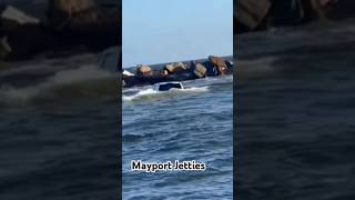 Just a pickup truck floating out to sea at the Mayport Jetties Mayport jetties [upl. by Anidan]