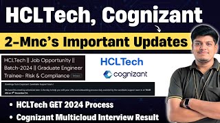 🔥HCLTech GET 2024 Hiring Next Update  Cognizant Multicloud Interview Result  BATCH 2024 [upl. by Anitsirk]