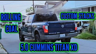 cummins Nissan Titan XD Gets Custom Stacks [upl. by Powel]