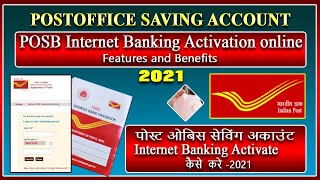 Post office saving account netbanking activation online POSB Net banking activate कैसे करे 2021 [upl. by Ahmar]