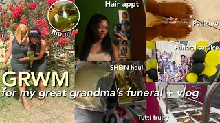 GRWM for my great grandma’s funeral  vlog shein haul hair appt pedicure etc [upl. by Adnilam]