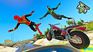 MOTOS con HOMBRE ARAÑA  PARKOUR RAMP EXTREMO Salta con SUPER MOTOS en GTA 5 [upl. by Labotsirc702]