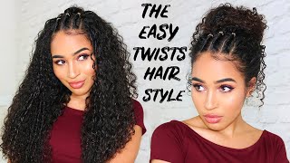 EASY 9000s TWISTS HAIRSTYLE FOR CURLY HAIR  Lana Summer [upl. by Flor832]