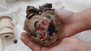 Heart in vintage style ♡♡♡ Decoupage tutorial [upl. by Zetnwahs]