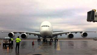 How to marshall an Emirates A380 into the gate  YYZ [upl. by Ahseen403]