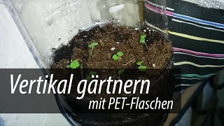 Vertikal Gärtnern mit PETFlaschen  Plastikflaschen  DIY [upl. by Aneelak]