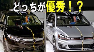 【ホンダ 新型シビック vs VW ゴルフ】IIHS衝突安全 どっちが優秀！？ [upl. by Nattirb]