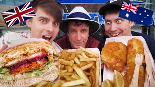 Brits try Australian Fish and Chips how is it BETTER [upl. by Yesrod]