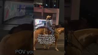 Post Malone and Dwight Yoakam ride horses in Hollywood [upl. by Alak564]