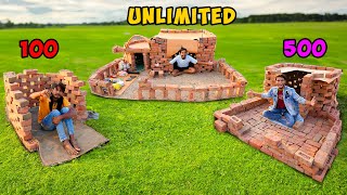 100 vs 500 vs Unlimited Bricks House Making Challenge [upl. by Aicilla]