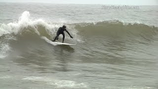 Surfers In Lake Superior While Snowing in Duluth MN  3162016 [upl. by Aikem]