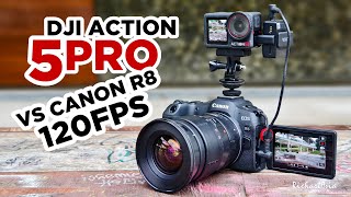 DJI ACTION 5 vs CANON R8  Bitrate and Slowmo Comparison [upl. by Lytsyrk]