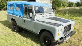 motodrome 1980 land rover series III 109 stage 1 V8 for sale walkaround [upl. by Ynnoj]