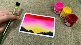 Easy Poster Color Landscape Painting for Beginners • Stepbystep Tutorial [upl. by Obnukotalo180]