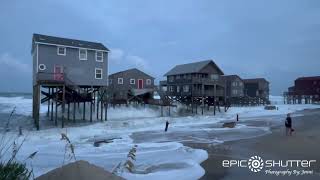 September 15 2024 high tide in Rodanthe NC Outer Banks from inside an oceanfront cottage [upl. by Yeltrab]