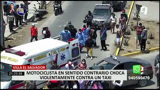 VES un herido tras violento choque entre motocicleta y automóvil [upl. by Iives573]