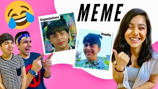 REACTING TO OUR MEMES WITH BROTHER amp SISTER  Rimorav Vlogs [upl. by Ahsemad]