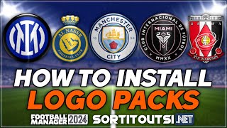 HOW TO INSTALL REAL CLUB LOGOS ON FM24  Football Manager 2024 Logopack Installation Guide [upl. by Nimesh]