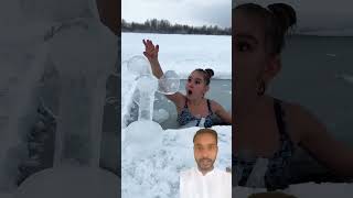 Warm 🥵🥵 ice cold snow frozen winter mermaid satisfying icefun icequeen [upl. by Ahcropal]