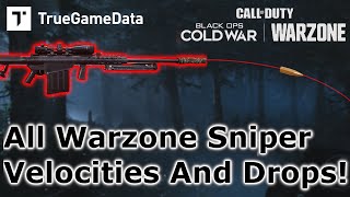 All Warzone Snipers Compared Warzone Bullet Velocity and Bullet Drop Guide [upl. by Meelak825]