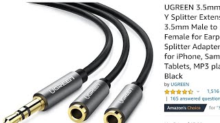 UGREEN 35mm Audio Stereo Y Splitter Extension Cable Unboxing and Review [upl. by Regine]