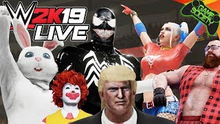 PIMPAMANIA 1  Trump Ronald Macdonald Venom Harley Quinn and more  WWE 2K19 [upl. by Narak]