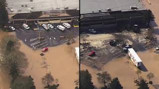 Russian River flooding Comparison shows water receding slowly in Guerneville [upl. by Layod]