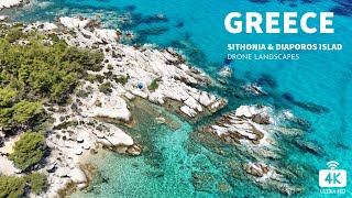 🎥 4K Drone landscapes 🎶Melodic house mix  😍 Sithonia and Diaporos Greece [upl. by Brandt]