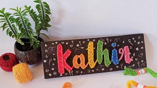 String art name plate making how to make string art habiscrafts stringart [upl. by Leuamme62]