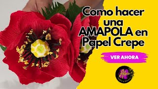 Como hacer una AMAPOLA 🌺​ en Papel Crepe Tutorial para principiantes [upl. by Sclater]