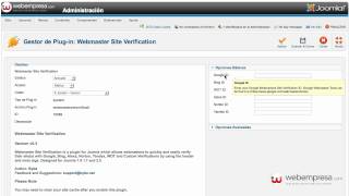 Verificar sitios web con Webmaster Site Verification en Joomla 25 [upl. by Ailicec472]