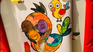 Bird Painting video of a 4 year old  Watercolor  Colour Play [upl. by Arevle]