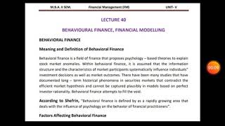 Financial management BEHAVIOURAL FINANCE [upl. by Soulier]