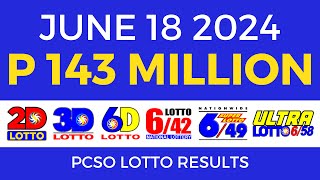 Lotto Result Today 9pm June 18 2024  PCSO Complete [upl. by Hteboj529]