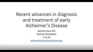 Recent Advances in Diagnosis and Treatment of Early Alzheimers Disease [upl. by Georgy]