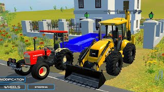 swaraj 855fe tractor new front tyre ampJCB 3dx eco expert 4wd machine rock 🪨 loading JCB new tyre [upl. by Anderea]