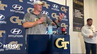 Georgia Tech UPSETS 4 Miami PostGame Press Conference Coach Brent Key Talks About the Win [upl. by Kcorb]