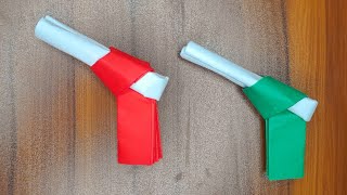 How to Make Paper Pistol Gun Easy without Glue and Tape  Kids Toy Tutorial [upl. by Livvi702]