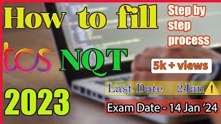 TCS NQT 2024 Jan Exam form process 🔥 Step By Step Explained  TCS Freshers Hiring [upl. by Taft45]