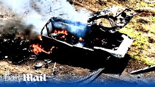 Bradley destroys T80 tank with TOW missile as Ukraine 47th Brigade battle Russia near Avdiivka [upl. by Mudenihc]