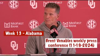 Oklahoma HC Brent Venables press conference Alabama Week  11192024 [upl. by Atnahs]