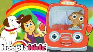 Wheels On The Red Bus HooplaKidz Nursery Rhymes [upl. by Taveda478]