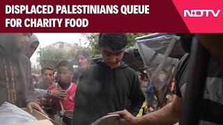 Gaza News  Displaced Palestinians Queue For Charity Food Amid Severe Hunger In Gaza [upl. by Nyvar]